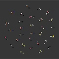 Miniature People Figurines Dressed In Various Costumes Gathered On Dark Surface