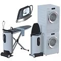 Essential Household Appliances Including Iron Ironing Board And Stacked Washer Dryer