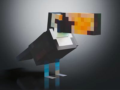 Furniture Decorative Pixel Art Toucan Figurine With Modern Design And Colorful Details 3d model