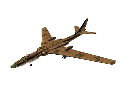 Military Camouflage Fighter Jet With Extended Landing Gear And Aerodynamic Design 3d model