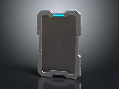 Modern Portable Computer Tablet With Metallic Frame And Blue Indicator Light Design 3d model