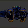 Blue Mecha Robot Character With Armor Weapon And Orange Feet Detailed Design Model