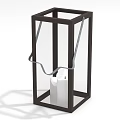 Sleek Square Black Metal Candle Lamp With Clear Glass Panels White Candle And Handle