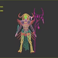 Fantasy Woman With Horns Wings And Ornate Outfit Holding Decorative Staff