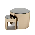 Modern Nested Coffee Tables with Gold Metal Base and Black Glass Top
