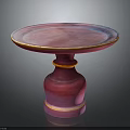 Modern Round Top Pedestal Table Featuring Pink Purple Gradient And Yellow Trim