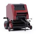 Red Agricultural Baler Function Vehicle With Black Components And Wheels For Farm Hay Baling