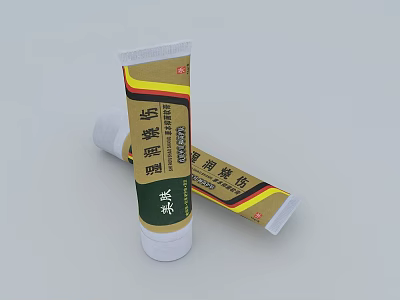 Herbal Traditional Chinese Medicine Skin Ointment In Yellow Green Tube Packaging 3d model