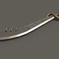 Decorative Weapon Featuring Engraved Blade Black Handle and Golden Ring 3d model