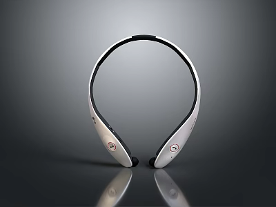 Modern Wireless Computer Neckband Speaker With Silver Black Design And Control Buttons 3d model