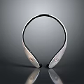 Modern Wireless Computer Neckband Speaker With Silver Black Design And Control Buttons