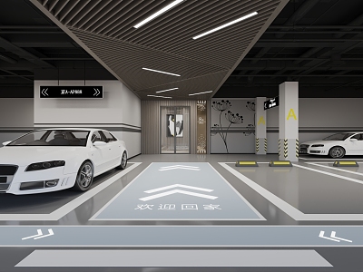 Underground garage underground foyer 3d model