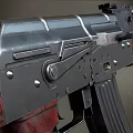 Tactical Rifle With Wooden Stock And Metal Body Curved Magazine Design