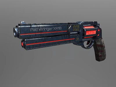 PATRIOT XRB1 Sleek Futuristic Handgun with Black Red Design Detailed Grip and Tech Inspired Features 3d model