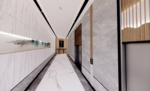 New Chinese Elevator Hall Elevator Hall 3d model