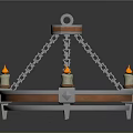 Lighting Fixture Set Round Chandelier With Candle Shaped Lamps Orange White Color And Chain Decoration