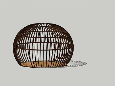 Brown Rattan Spherical Decorative Ornament Set With Open Weave Design for Home Decor 3d model