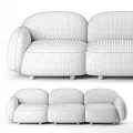 Modern Gray Three Seater Sofa With Rounded Fabric Arms And Back Design 3d model
