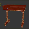 Classic Red Desk With Single Drawer And Carved Wooden Legs Design