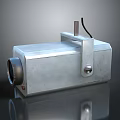 Silver Metallic Industrial Device With Square Body Circular Component Top Pillars And Reflective Surface 3d model