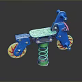 Kids Colorful Spring Rider With Blue Body Yellow Wheels And Red Details
