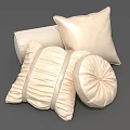 Beige Decorative Pillows With Pleated Design Round And Square Styles For Home Decoration