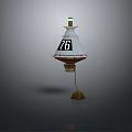 Conical White Brown Buoy With Number 76 Top Light And Rope Seaweed