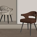 Modern Leisure Chairs With Leather And Patterned Fabric Upholstery And Metal Legs