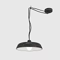 Ceiling Mounted Modern Metal Pendant Light With Black Bracket And Round Illuminated Shade