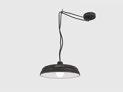 Ceiling Mounted Modern Metal Pendant Light With Black Bracket And Round Illuminated Shade 3d model