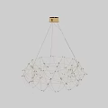 Elegant Gold Metal Frame Crystal Chandelier With Net Like Structure And Hanging Pendants