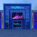 King Mary Club Storefront With Blue Neon Lights Purple Decorations And Large Screen