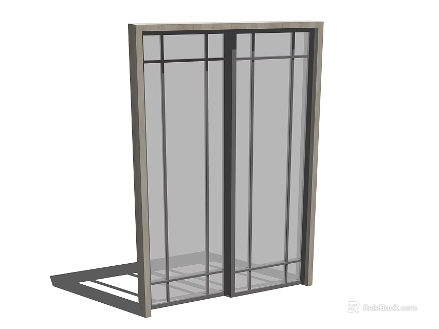 Modern Interior Sliding Door with Clear Glass and Metal Frame Design Structure 3d model 