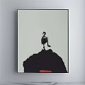 Modern Art Print With Black White Polka Dots And Gray Red Accents