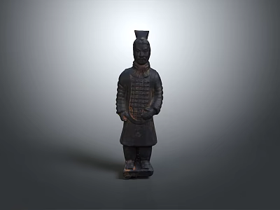 Ancient Chinese Terracotta Warrior Statue With Armored Attire And Helmet 3d model