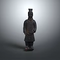 Ancient Chinese Terracotta Warrior Statue With Armored Attire And Helmet