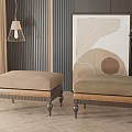 American sofa stool sofa stool combination 3d model