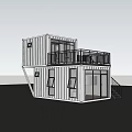 White Container Converted Detached Villa With Black Balcony Large Windows And Staircase