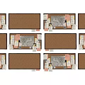 Functional Corkboard Wall Mounted Organizer with Pinned Notes Map and 3d model