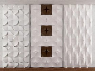 Modern Bed Accent Wall Designs With Geometric Textures And Squares 3d model