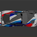 BMW Race Car With Blue Red White Livery Number 1 And Rear Wing