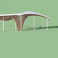 Modern Wooden Pergola With Sloped Lattice Roof And Metal Columns In Green Park