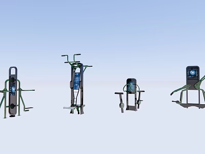 Diverse Outdoor Fitness Equipment With Multifunctional Exercise Machines And Digital Display Panels 3d model