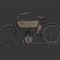 Vintage Bicycle With Engine Metal Frame Leather Seat And Support Stand