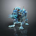 Fantasy Mythical Lion Character With Blue Crystal Mane And Shiny Crystalline Features