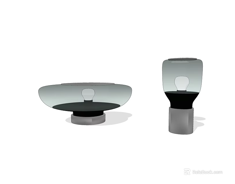 Modern Coffee Tables With Transparent Curved And Square Tops And Black Bases 3d model 