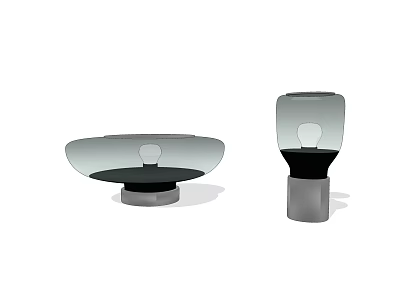 Modern Coffee Tables With Transparent Curved And Square Tops And Black Bases 3d model
