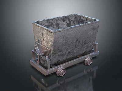 Industrial LOFT tramcar mining cart coal mine truck tramcar 3d model