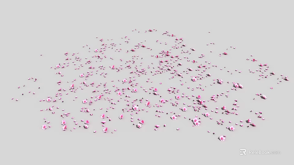 Pink Flower Petals Scattered Softly On Light Colored Background Surface Texture 3d model 