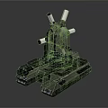 Industrial Mechanical Device With Red And Gray Structure And White Tubes On Tracked Base